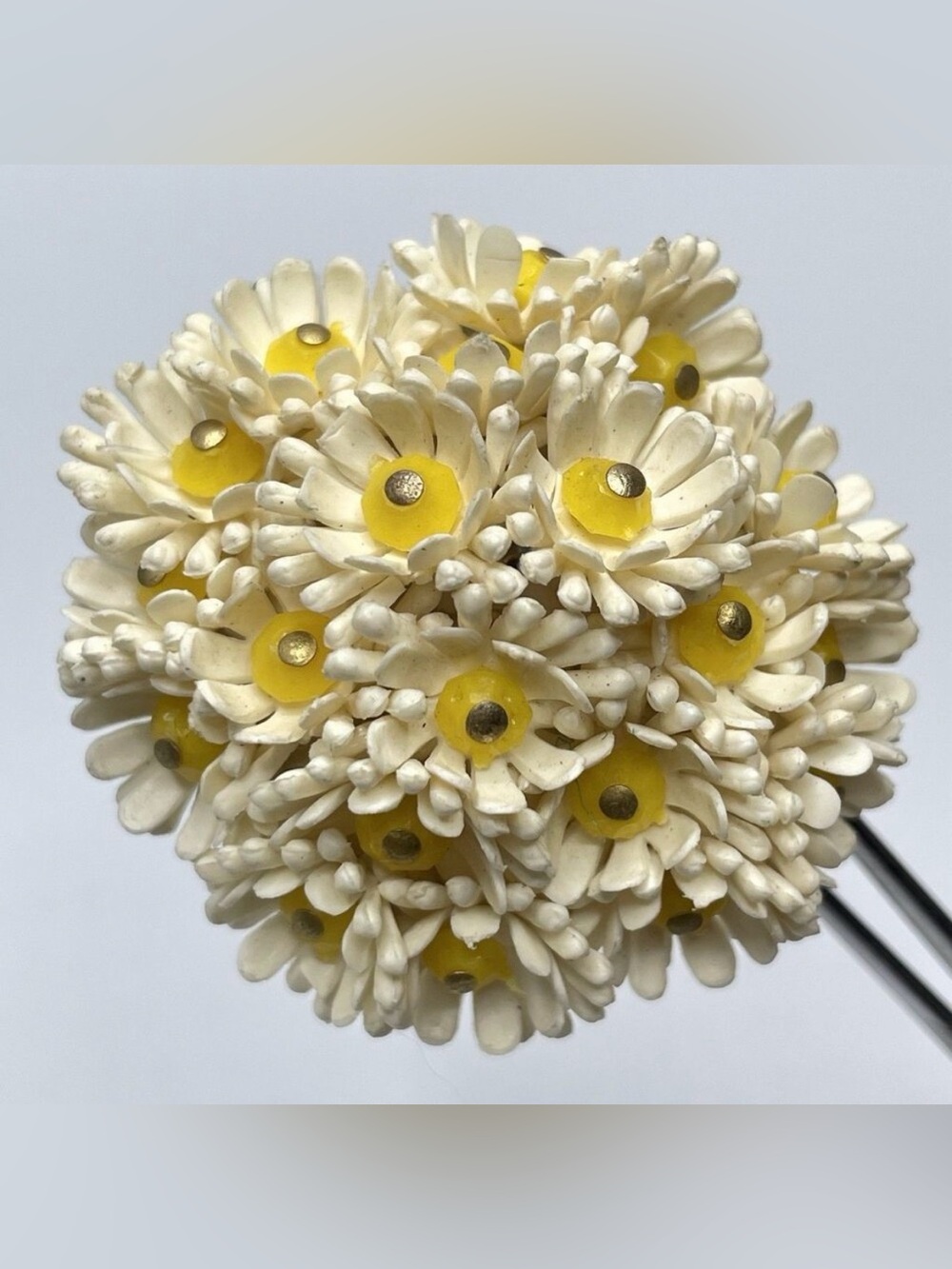 Vintage Kitschy 70s Made in Hong Kong Soft Rubber Dimensional Daisy Brooch Bold
